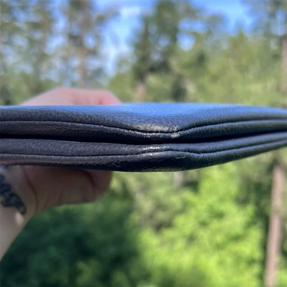 COACH Navy Blue Pebble Leather Phone Wallet Wristlet Case Pouch Clutch AUTHENTIC